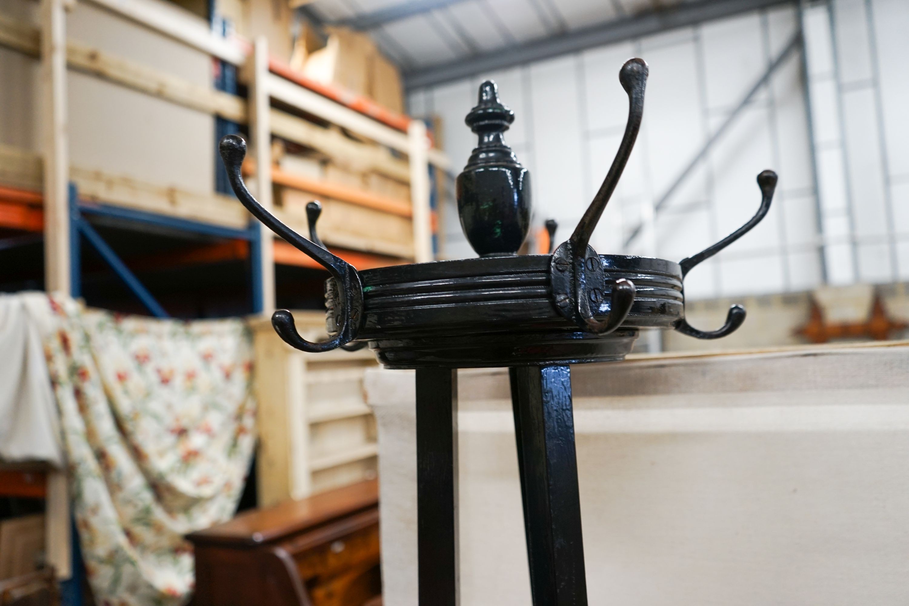 A late Victorian Aesthetic Movement hallstand (later painted), height 200cm